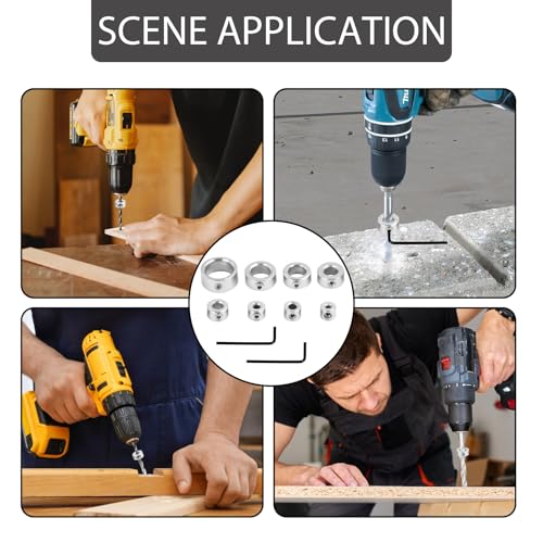 16 PCS Tiefenanschlag für Bohrer, Tiefenanschlagringe Set mit Sechskantschlüssel, Tiefenanschlagringe 3–16 mm mit Inbusschlüssel, Tiefenanschlag für Bohrer, Bohrhilfe und Bohrlehre für präzises Dübeln