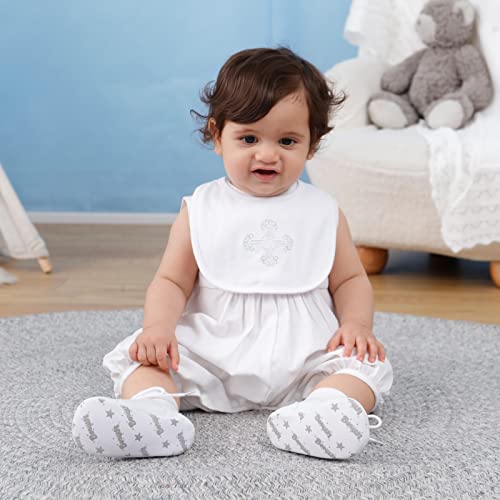Booulfi Christening Outfits for Boys with Cross Embroidery Baby Cotton Bib and White Christening Sock Set - Image 4