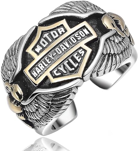 Stile Vintage Silver Biker Open Ringable Ring per Uomo Custom Harley-Davidson Gold Signet Finger Band Band Jewelry