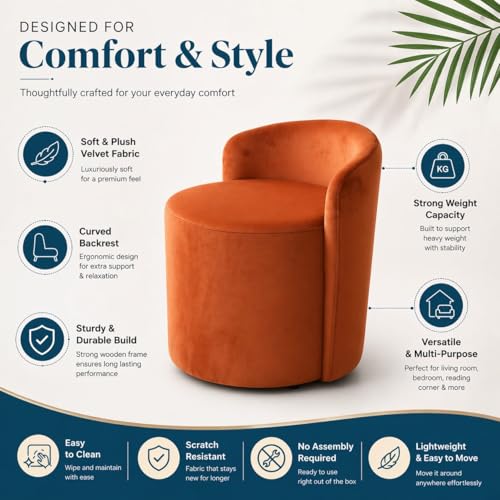 Image of Jaico Wood Seating mudda Puffy Stool Chair for Living Room, Dressing Table, Office, Home Decor, Ottoman pouffes, Sofa Type, and Large .Ottoman and Chair Combined into one (Camel)