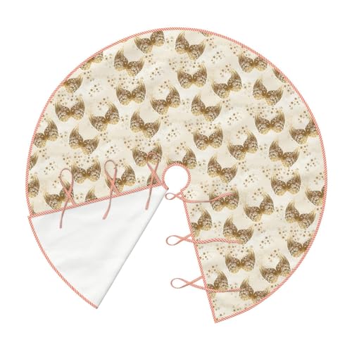 Qiuylins SQMT-15 30 Inch Christmas Tree Skirt Gold Stars And Angel Wings Print thumb #2