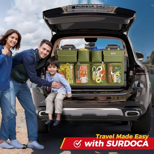 Image of SURDOCA Car Trunk Organizer, LARGE CAPACITY Car Storage Bag with 8 Pockets, 7X Upgraded Trunk Storage Organizer for Car, SUV, Truck, MPV