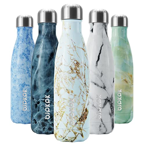Image of BJPKPK Insulated Water Bottles 17oz Stainless Steel Sports Water Bottles Keep Cold for 24 Hours and Hot for 12 Hours,Marble Amber