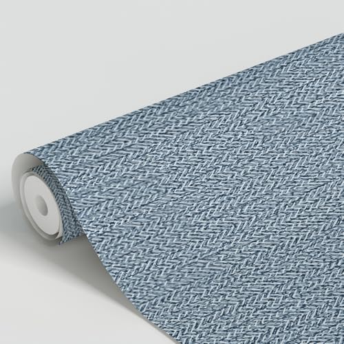 ANBILILA Papel Pintado Autoadhesivo Azul Textura de Hierba Geométrico de Espiga 40x500cm,Decoración de Paredes,Muebles,Salón,Dormitorio,Cocina,Baño,Revestimiento,Bricolaje,Remodelación