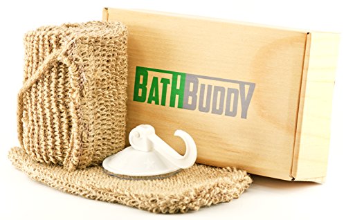 Exfoliating Body Scrub Set For Men and Women A New Generation Of Loofah Back Scrubber - Made From Natural Hemp, Includes Comfortable Hand Mitt and Wall Hook Mount