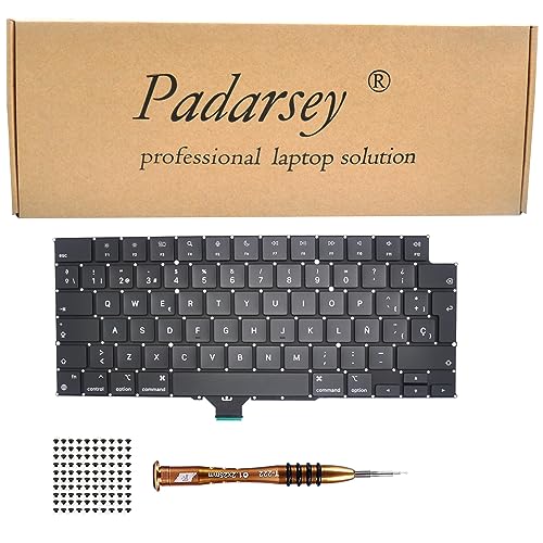 Pardarsey Teclado español ESPAÑOL de repuesto compatible para MacBook Pro 14 A2442, 16 A2485 2021 año teclado + tornillos + destornillador