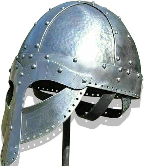 Medieval Viking Norman Helmet – 18GA Steel Silver Wearable Knight Armor for LARP, Cosplay, Halloween & Vintage Home Decor