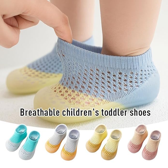 ARUP Baby First Walking Shoes Floor Socks Plain Cotton Lightweight Soft Sole Non Toxic Silicon Grip Skin Friendly Fabric Casual Anti Slippery Shoes For Party, Indoor Use for Toddler Infant Boys Girls (UK Footwear Size System Little Kid Age Range, Medium 2 Years 2.5 Years) 3