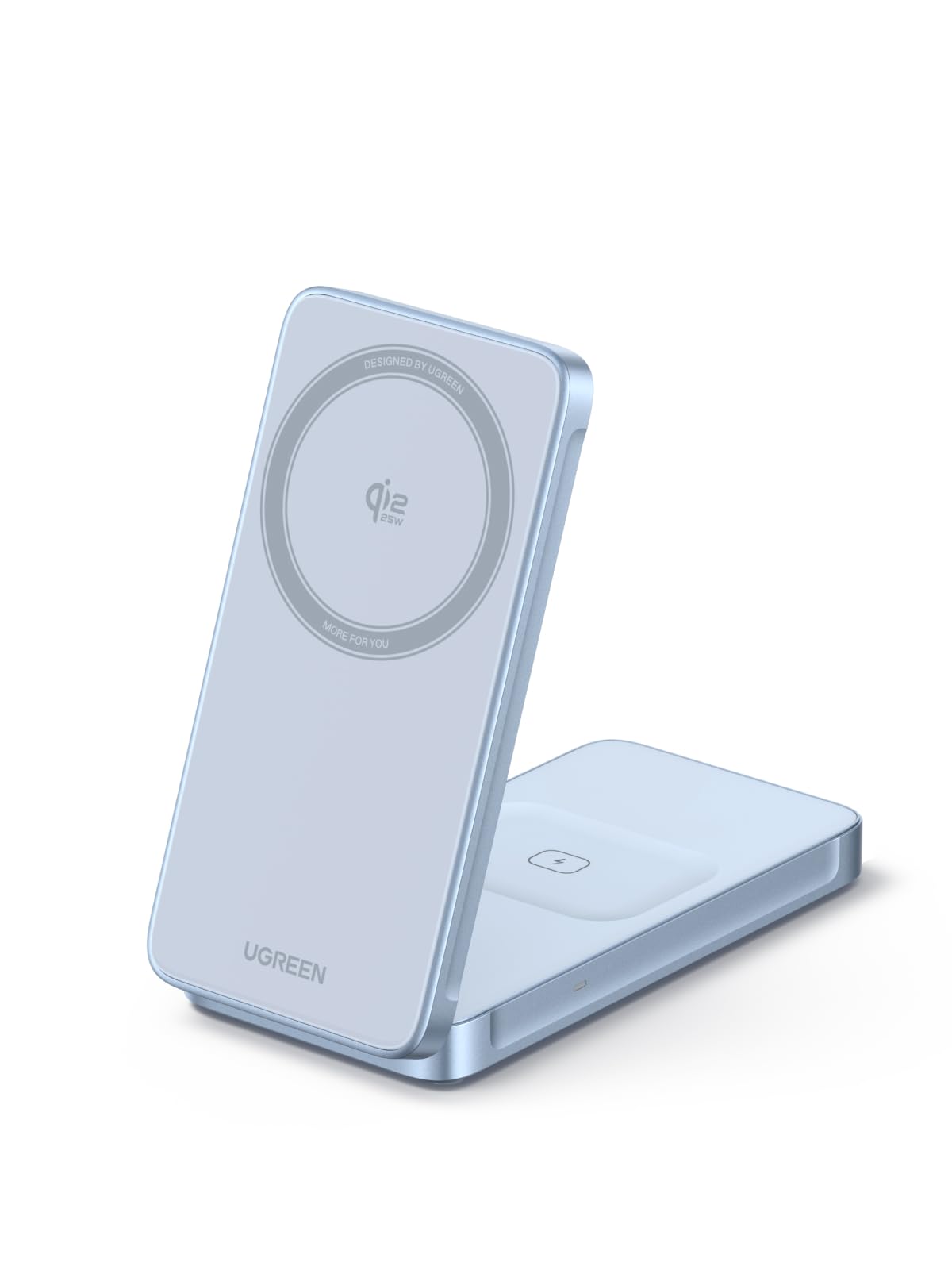 UGREEN MagFlow 2-in-1 Magnetisches Wireless Charger 25W, Qi2 zertifizierte faltbares iPhone Ladestation kompatibel mit MagSafe für iPhone 17/16 Serie & AirPods, mit 1M Kabel