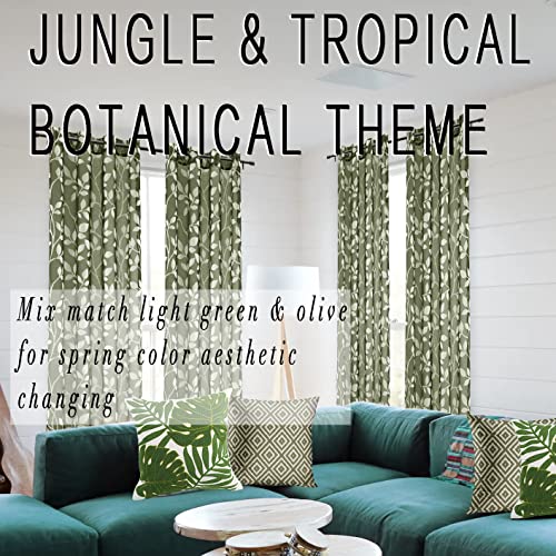 XTMYI Dark Green Curtains for Bedroom Living Room,Nursery Decor Dinosaur Theme,Sheer Tropical Jungle Botanical Curtains for Dining Room Sunroom Office,63 Inch Length 2 Panels,Olive Green by XTMYI - Image 5