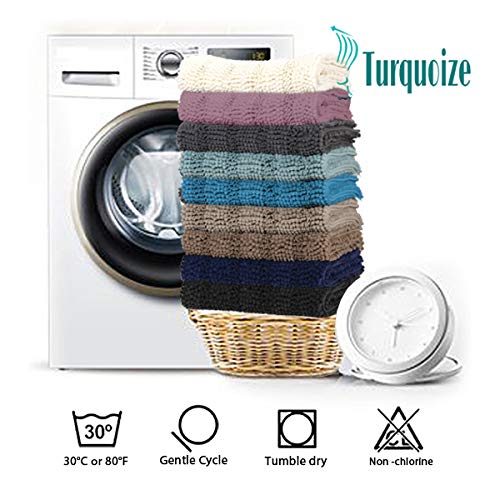 Image of Turquoize Bathroom Rug Set, 2 Piece Soft Absorbent Chenille Bath Rug Set