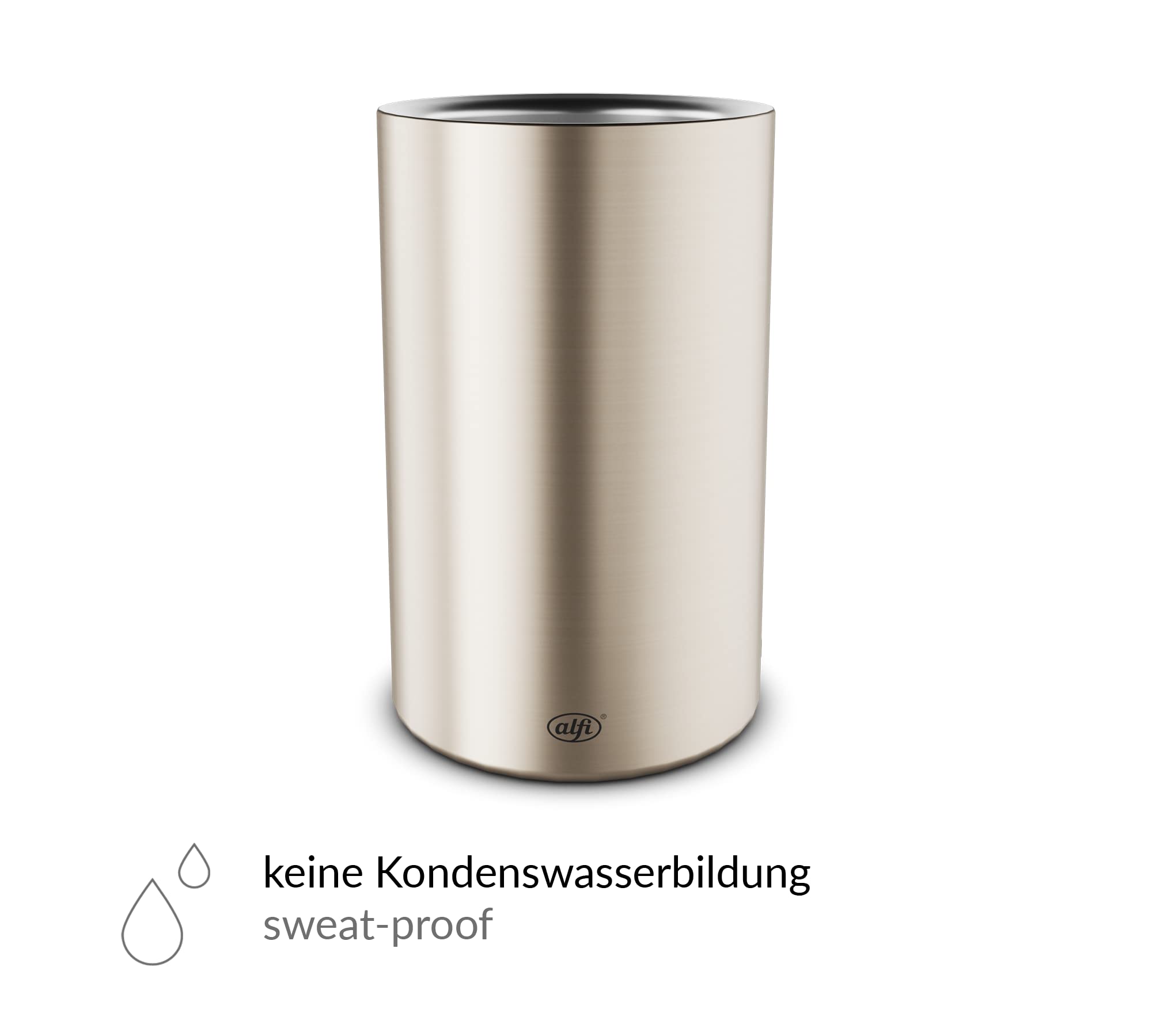 alfi Vino, Stainless Steel Polished, Enfriador de Acero Inoxidable para Botellas de 0,70-1 l, Mantiene el frío sin Agua de condensación ni Hielo, Bebidas frías hasta la última Gota