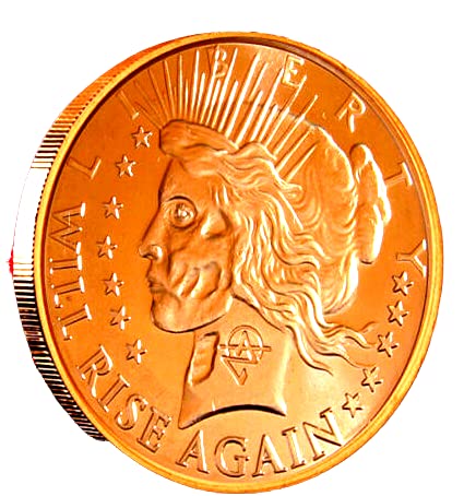 Peace Dollar - Liberty will Rise Again 1 oz fine copper coin 39 mm round , art bullion ApocalypseZe Zombie Series Limited and Rare - Not re- Minted