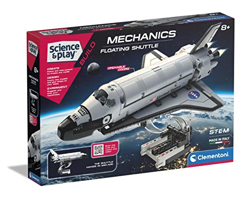 Clementoni- NASA Floating Shuttle Space Toy: Educational Self Build Science Kit With 220+ Interchangeable Components(8 Years +)