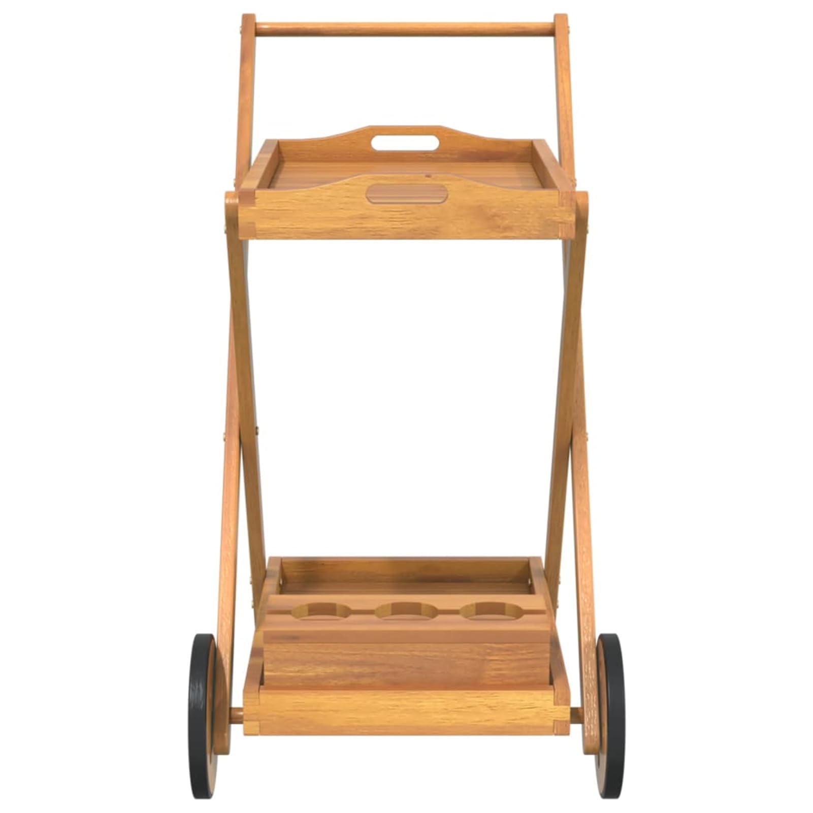 GuyAna Carrito Camarera Madera Maciza de Acacia 54x87x90 cm Carro de Cocina Carrito de Servicio Móvil Multiusos