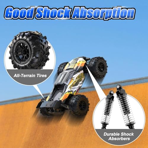 Image of Samtop 4WD Off-Road RC Car with Brushless Motor, 2.4Ghz Remote Control Monster Truck, LED Lights, Rechargeable Battery, Racing Buggy for Kids, Boys & Adults