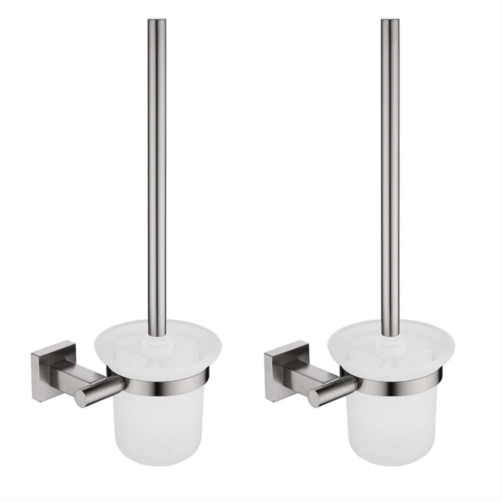 Porte-brosse de toilette en acier inoxydable 304 mural et verre sablé haut de gamme