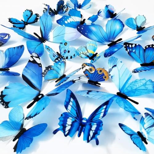 Image of SpecialYou Butterfly Wall Stickers for Home Decoration, Home Decor, Wall Decor Items for Living Room, Room Decoration Items, Stickers Sets-12pcs (12, Blue)