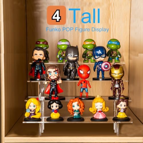 HENABLE 4 Tier Tall Clear Acrylic Display Risers, Large Perfume Organizer Stand for Perfume, Cologne, Skincare, Cosmetics, Funko POP Figures, Cupcake & Party Dessert Display - 2
