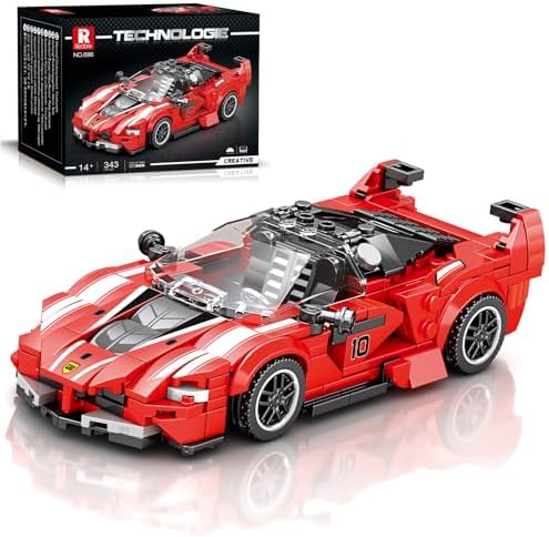 Reobrix 686 Ferrari FXX-K Building Blocks Set, 1:24 Scale Model Car Kit for Display and Collectible, Race Car Building Toy for Teens and Adults, Compatible with Lego, 343 PCS