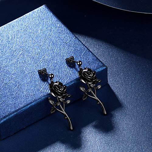 beautlace Rose Necklaces/Adjustable Rings Silver/18K Gold/Black Gun Plated Flower Pendant/Open Ring Elegant Jewelry Gifts for Women2