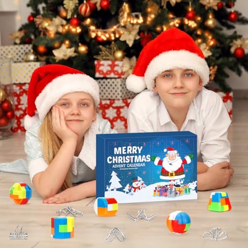 Calendrier de l'avent Enfant 2024, 24pcs Calendrier de l'avent Casse Tete, Compte à Rebours de Noël Casse-tête Puzzles en Métal Plastique, Petits Jouet Éducatif Calendrier Avent pour Enfants Adultes – Image 7