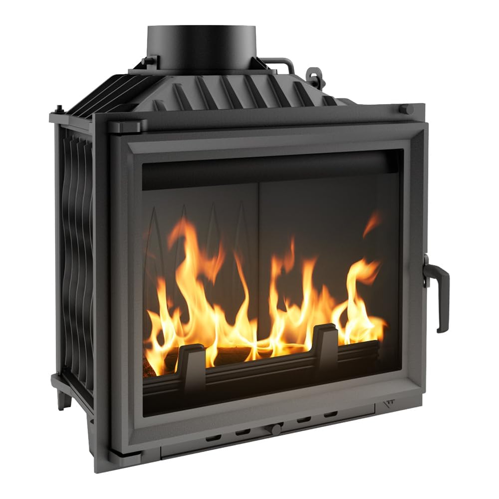 KRATKI ANTEK Camino a legna in ghisa 10kW Ø 150 - stufa a legna Classe energetica A - ECODESIGN, Efficienza termica 76% - Gamma di potenza 4,5-13kW - cestino della cenere & regolazione dell’aria