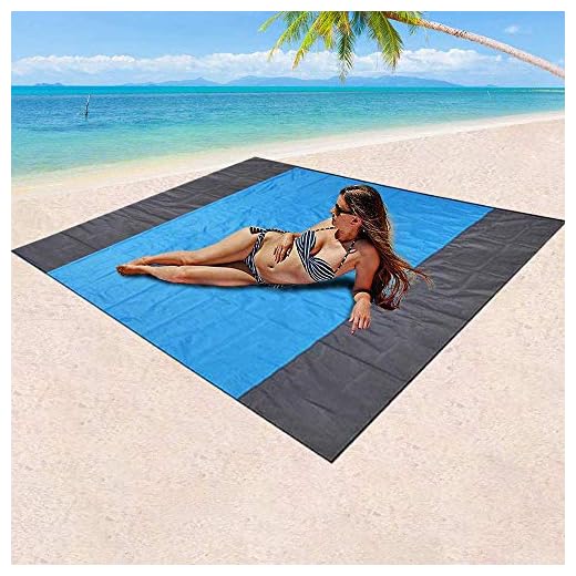Mumu Sugar Sand Free Beach Blanket, Extra Large Waterproof Beach Mat-Lightweight Quick Drying Heat Resistant Outdoor Picnic mat for Travel, Camping, Hiking and Music Festivals(82” X79”)