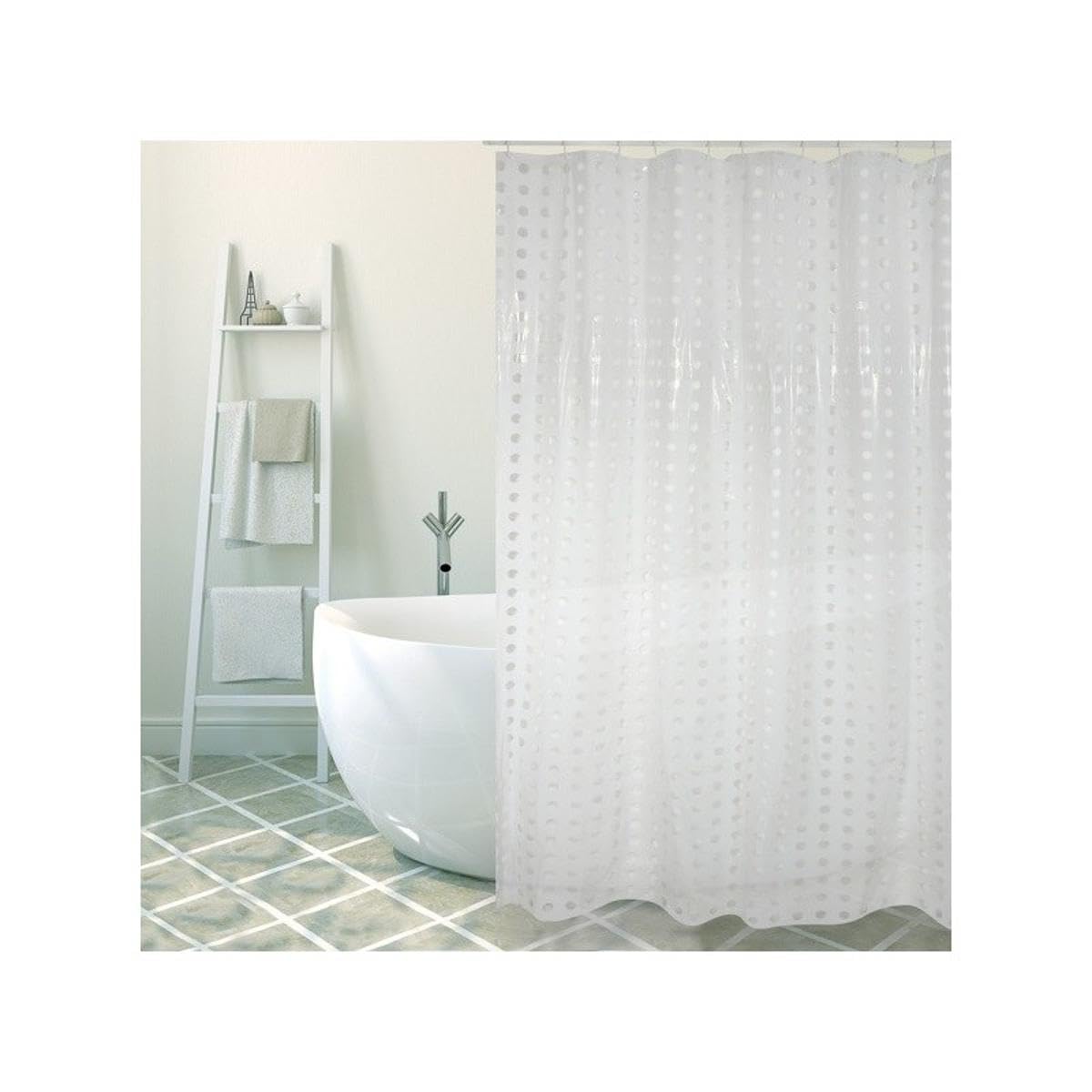 MSV "Little Dots Polyvinyl Chloride Shower Curtain, Multi-Colour, 200 x 180 cm, W 70.9" x L 78.7" (1 Panels)