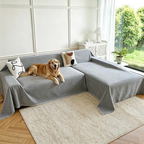 Image of Waterproof Sectional Couch Covers,L Shaped Couch Covers for Pets Washable Sofa Covers for Dogs Sofa SlipCover for Sectional Couches Protector Covers for Living Room (71 inch x 118 inch + 91 inch x 134 inch, Gray)