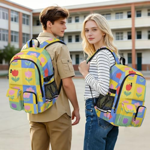 Mochilas de viaje florales con compartimentos amplios para estudiantes 7