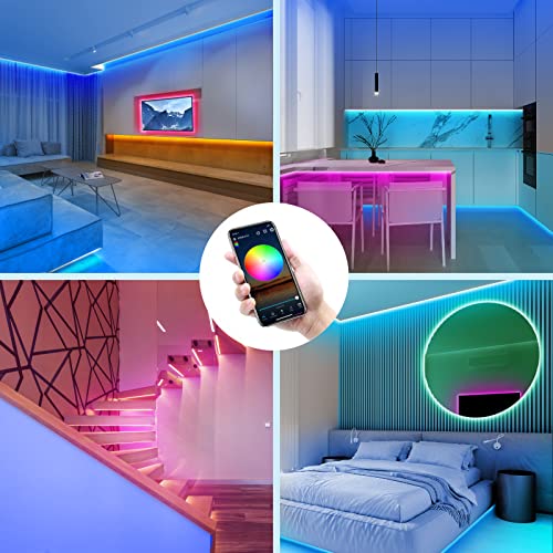 Beaeet Luces Led 20 Metros, Tiras LED Sincronización de Música Bluetooth, Control de Aplicaciones, Remoto de 40 Botones, 5050 RGB LED Strip, Tiras Led para Navidad, Halloween