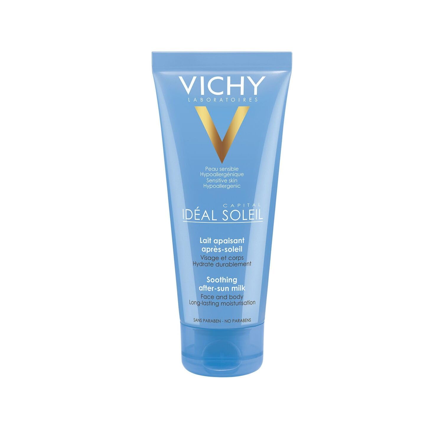 Apaise et hydrate durablement après le soleil avec VICHY LABORATOIRES Lait Après-Soleil Visage et Corps Peau Sensible, format 300mL - Lot de 2