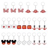 Foliorica Fish Extender Gifts for DCL, 24 Pcs Acrylic Mouse Keychain Set, Cute Mouse Themed Party Favors for Birthday Supplies