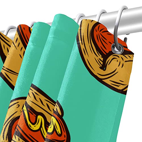 Rideau de douche sans odeur vert imprimé Hot Dog pour baignoire - 6