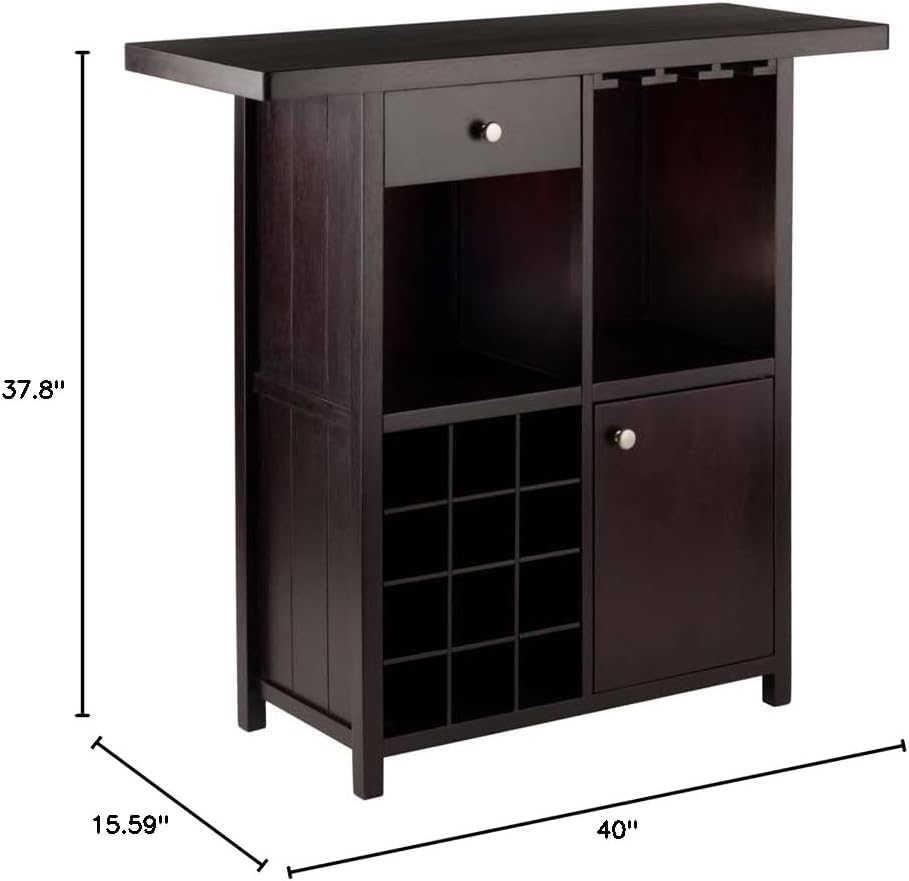 Winsome Macon Bar Wine Cabinet, Espresso