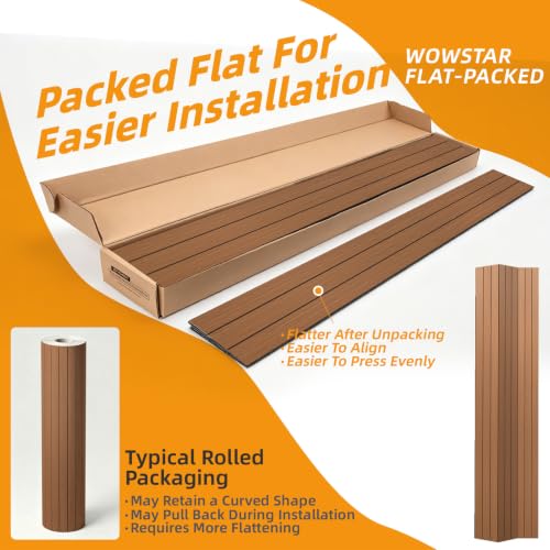 WOWSTAR 6-Pack Peel and Stick PVC Wood Slat Wall Panel，Thickened Wood Grain Wallpaper, 3D Wall Panels, 48" x15.74", Walnut by WOWSTAR - Used condition - Image 2