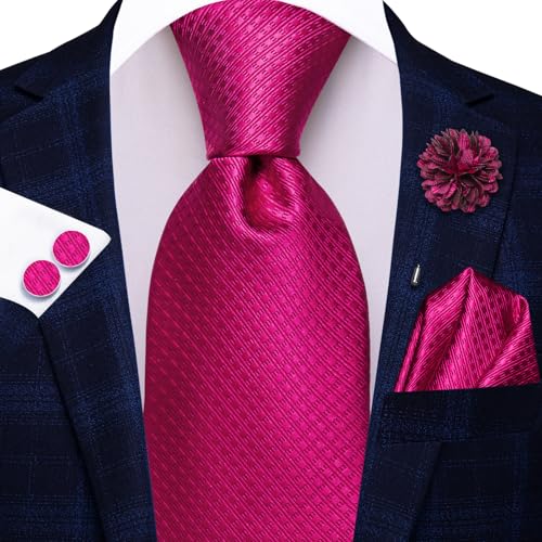 Image of Hi-Tie Men's Silk Ties Formal Woven Classic Necktie Pocket Square Cufflinks Lapel Pin Set Wedding Business