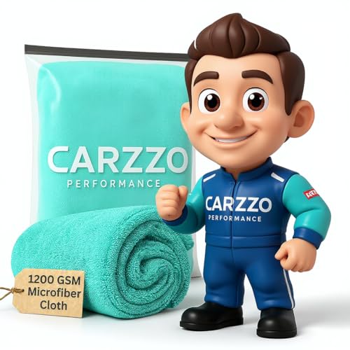 Image of Microfiber Car Cleaning Cloth, 1200 GSM, Large 60x40 Cm Ultra Soft, Super Water Absorbent, Lint Free Twisted Loop Towel for Car, Bike, Household, Drying & Detailing (Green)