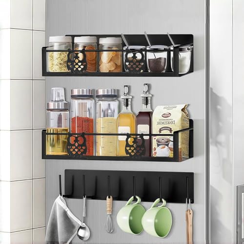 HCBaoXGui 3 Pack Moveable No Drilling Heavy Magnet Spice Rack for...