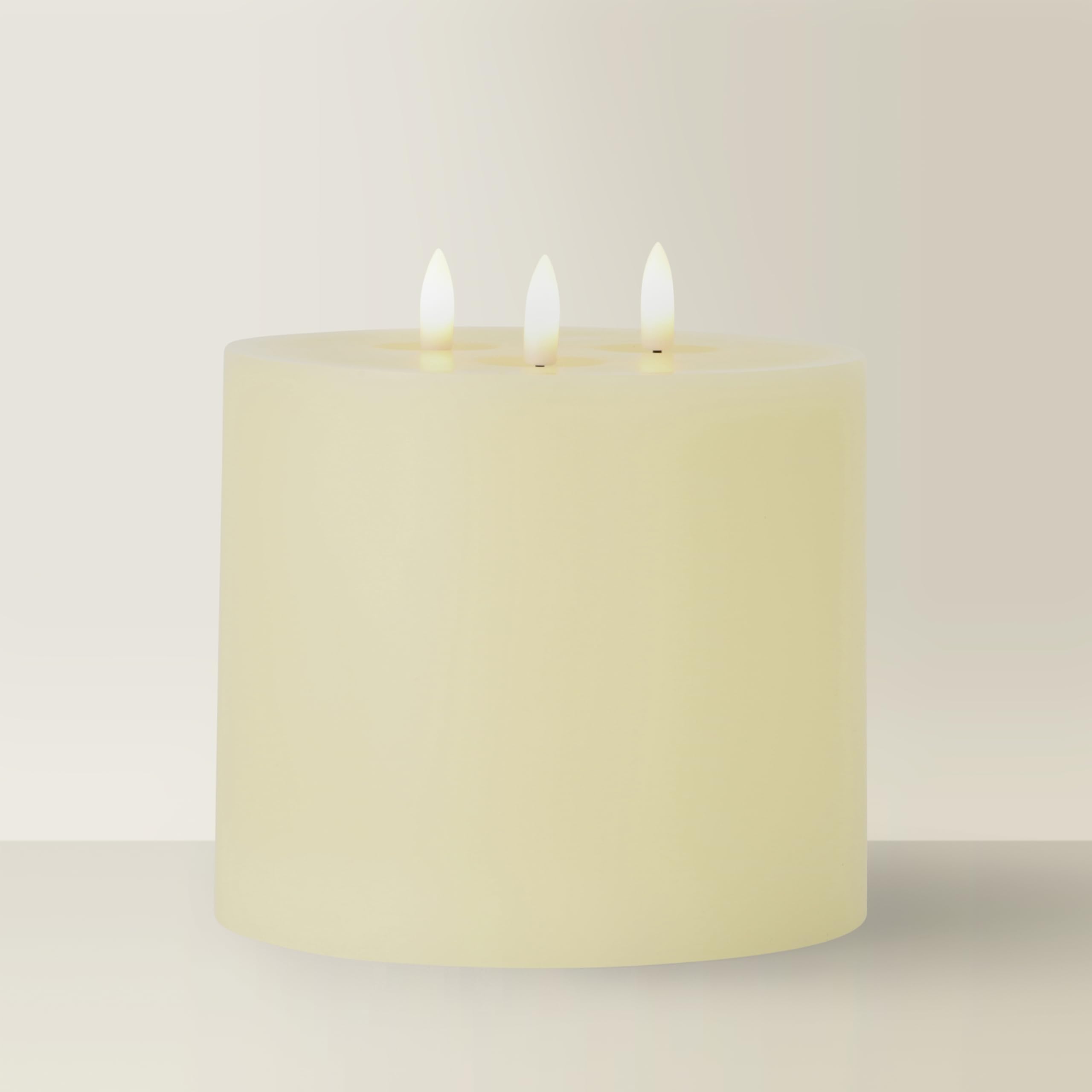 MiniSun | Large 3 Wick Bright LED Flickering Real Wax Flameless Candle Light | Candle Lights, Home Décor & Improvement Essential | Includes Remote Control