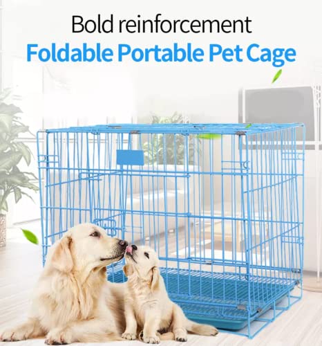 Image of 24 Inch Pet cage, Dog Cage Double Door with Removable Tray and Paw Protector Crate Carrier Play Pen pet House Fence Kennel (Regular - 24 x 20 Inch)