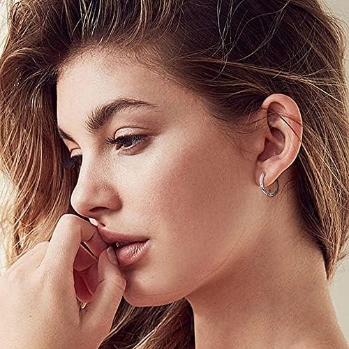 LOLIAS 3Pairs Small Hoop Earrings for Women Girls 14K Gold Twisted Huggie Hoop Earrings Hypoallergenic Hoop Earrings Set Lightweight Hinged Cubic Zirconia Hoops Sleeper Earrings for Men