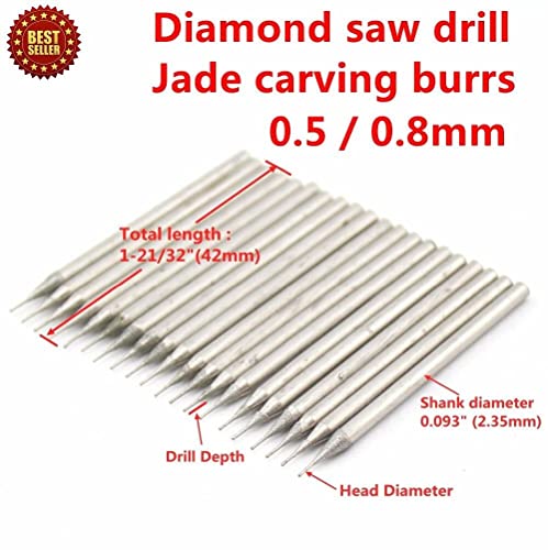 JINGLING Brocas Diamante 0.5 y 0.8 mm Set 30 Piezas miniatura 2