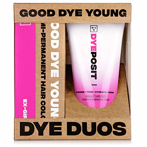 Good Dye Young - Dye Duos - Semi Permanent Hair Dye and DYEposit Color Deposit Conditioner Bundle (Pink)