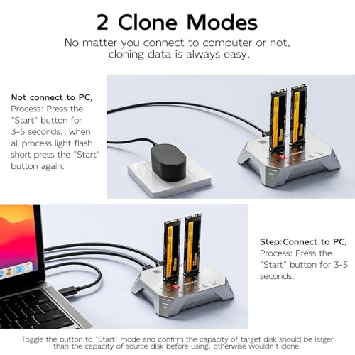Clonador M.2 para NVMe SATA SSD, carcasa RAID 20Gbps miniatura 3