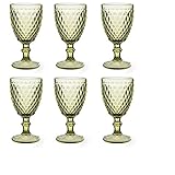 Moderner Vintage-Look Vintage 6 Teile Set Glasnetz König Trinkglas Glas Gläser Weingläser Wasserglas Longdrinkglas (6 Stück Weinglas grün)