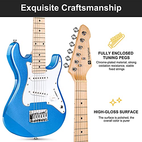 Vangoa 𝐊𝐢𝐝𝐬 𝐄𝐥𝐞𝐜𝐭𝐫𝐢𝐜 𝐆𝐮𝐢𝐭𝐚𝐫, 30 Inch Electric Guitar Starter Kit For Kids Beginners With Digital Tuner, Capo, Strap, Strings, Cable, Picks, Wrenches - Blue #TOP3