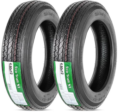 eCustomrim 2-Pack Trailer Tire 480-12 4.80-12 4.80x12 LRB Highway Boat Motorcycle Trailer Tires D.O.T. Approved - 2 Year Warranty