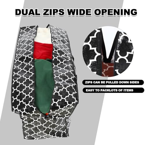 4 Pcs 66 Gallon Large Moving Bags with Zipper and Handles Heavy Duty Extra Large Totes Storage Duffle Bags for College Dorm Travel Clothes Toys Blankets Bedding Moving Travel(Plaid)4